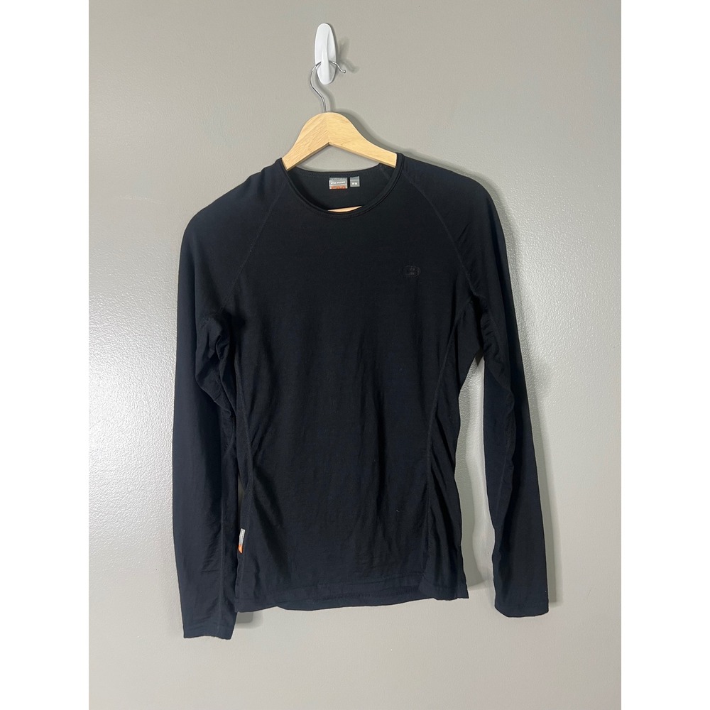 Icebreaker Bodyfit 200 Women Black Merino Wool Long Sleeve Base Layer Top WM